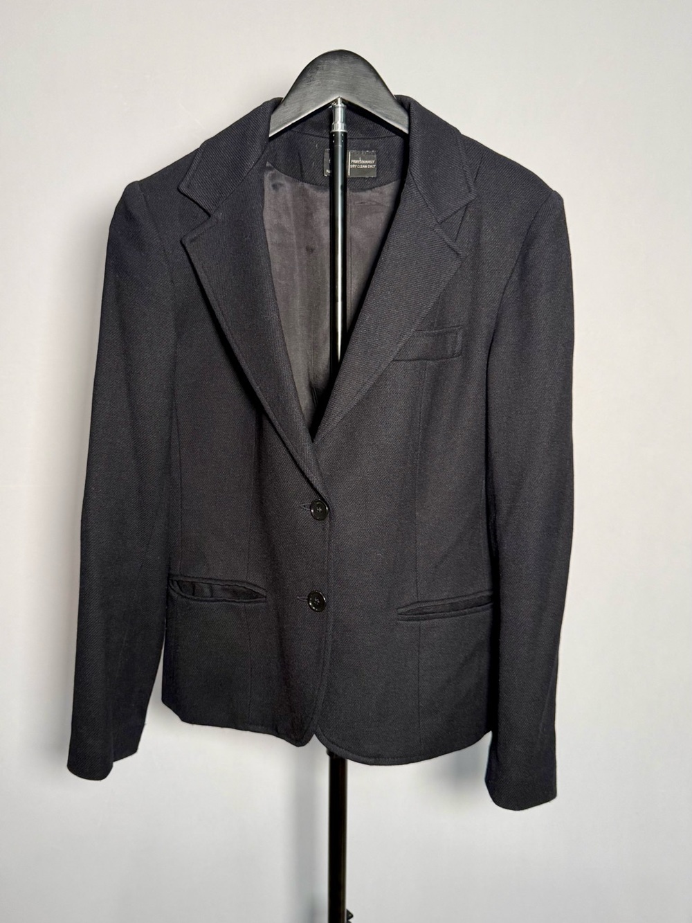 Women's Black Vintage Wool Blazer Jacket - Classic Tailored Style Size M
